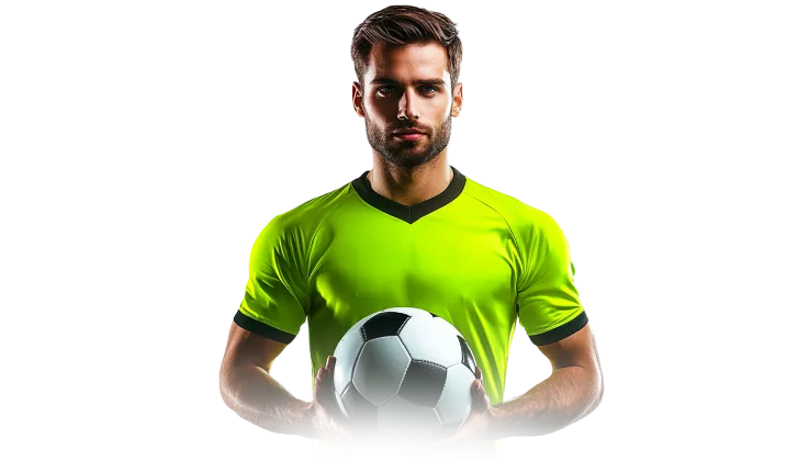 footballer holding a ball on the field